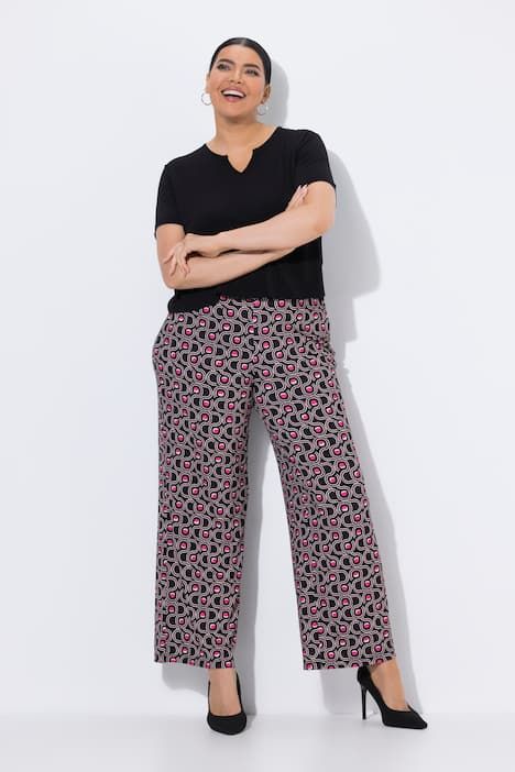 Pantalon en jersey dans un imprimé graphique, jambe droite et taille élastique