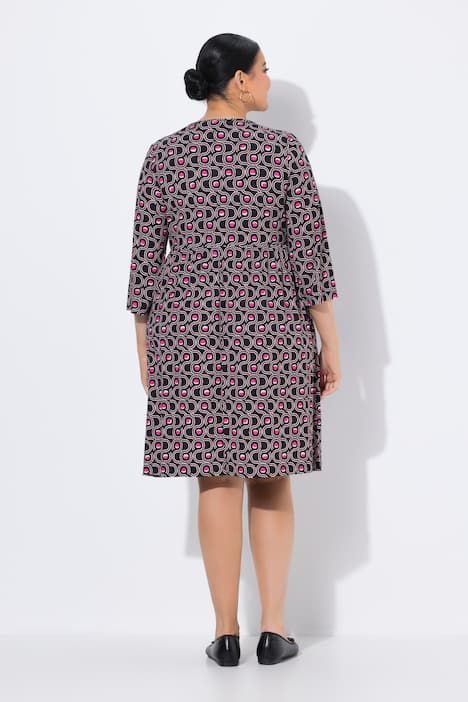 T-shirt long à imprimé graphique, décolleté carré et manches 3/4