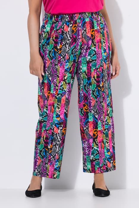 Pantalon en jersey, motif peau de serpent, jambe droite et taille élastique