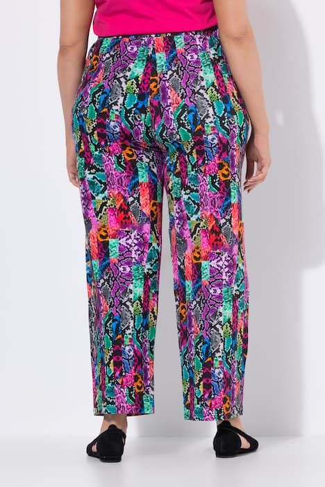 Pantalon en jersey, motif peau de serpent, jambe droite et taille élastique