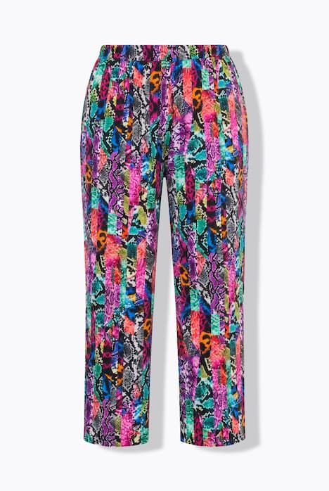 Pantalon en jersey, motif peau de serpent, jambe droite et taille élastique