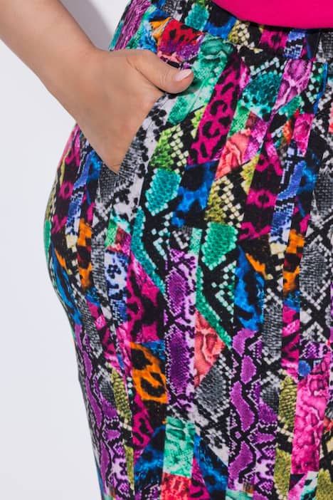 Pantalon en jersey, motif peau de serpent, jambe droite et taille élastique