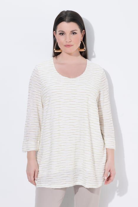 T-shirt scintillant, décolleté rond et manches 3/4, coupe évasée