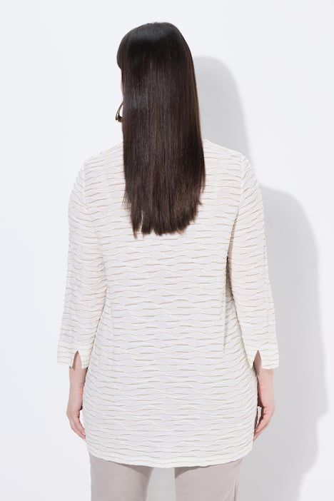 T-shirt scintillant, décolleté rond et manches 3/4, coupe évasée