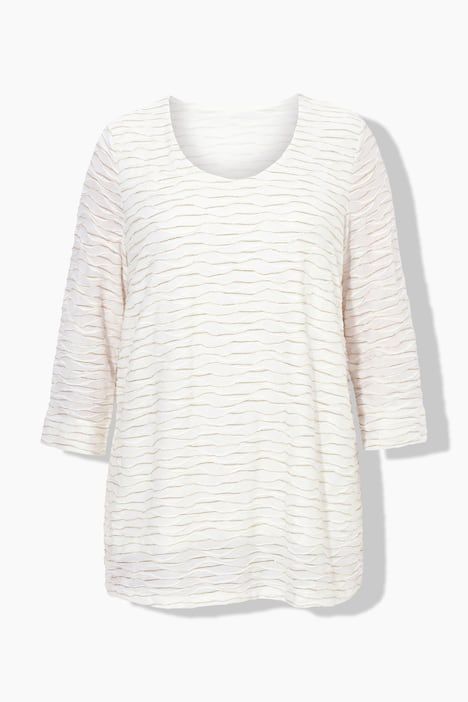 T-shirt scintillant, décolleté rond et manches 3/4, coupe évasée