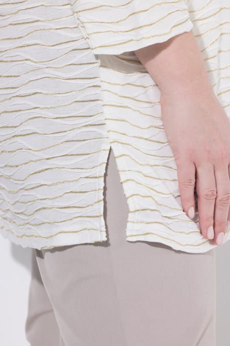 T-shirt scintillant, décolleté rond et manches 3/4, coupe évasée