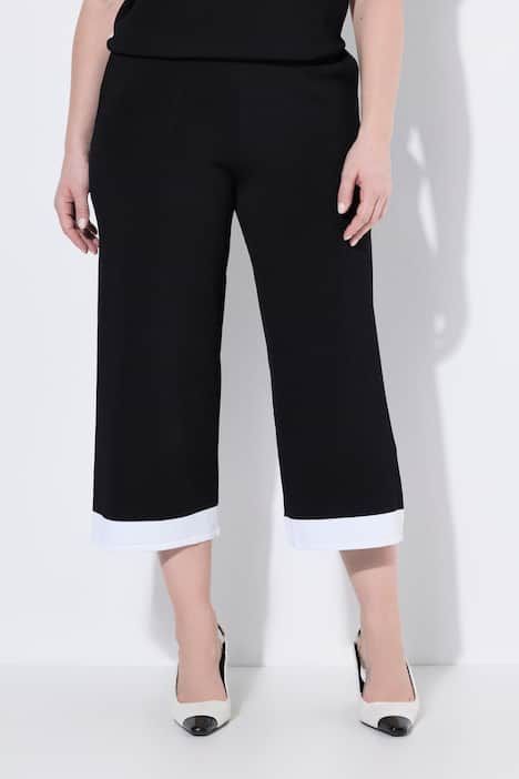 Jupe-culotte en maille, longueur mi-mollet, jambe large et taille en maille côtelée