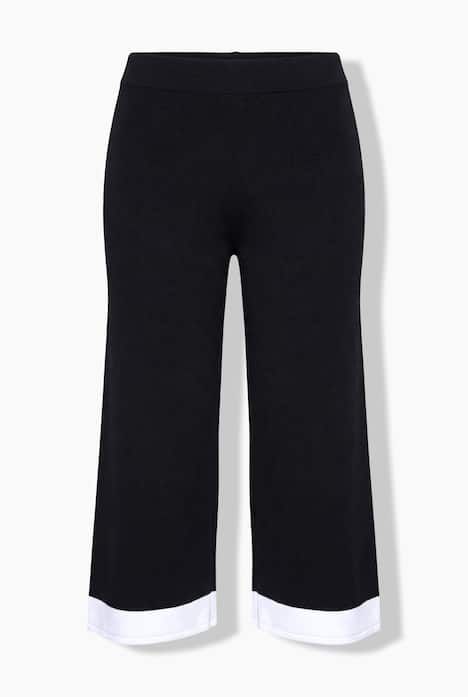 Jupe-culotte en maille, longueur mi-mollet, jambe large et taille en maille côtelée