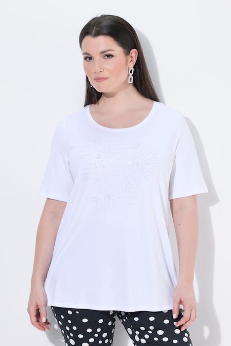 T-shirt en coton Pima, décolleté rond et manches courtes, coupe évasée