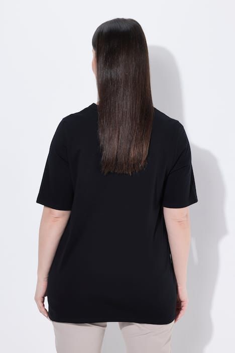 T-shirt en coton Pima, cœur sur le buste, décolleté rond et manches courtes, coupe évasée