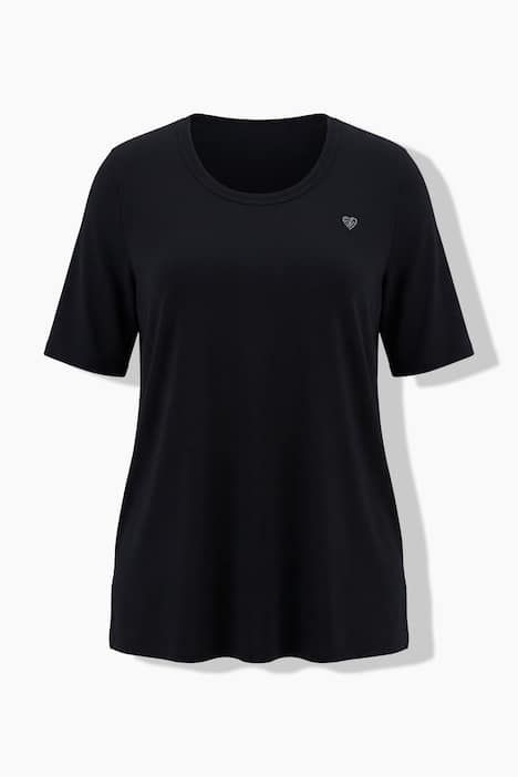 T-shirt en coton Pima, cœur sur le buste, décolleté rond et manches courtes, coupe évasée