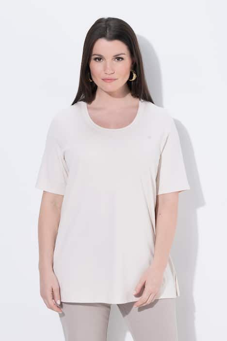 T-shirt en coton Pima, cœur sur le buste, décolleté rond et manches courtes, coupe évasée