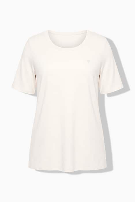 T-shirt en coton Pima, cœur sur le buste, décolleté rond et manches courtes, coupe évasée