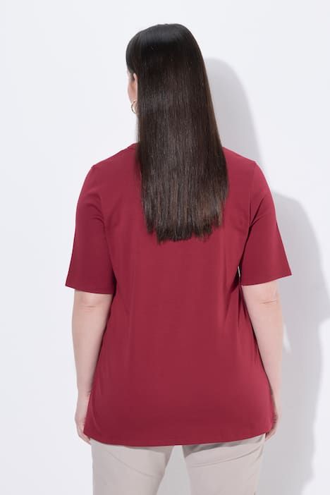 T-shirt en coton Pima, cœur sur le buste, décolleté rond et manches courtes, coupe évasée