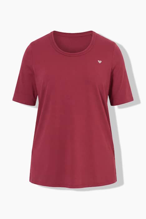 T-shirt en coton Pima, cœur sur le buste, décolleté rond et manches courtes, coupe évasée