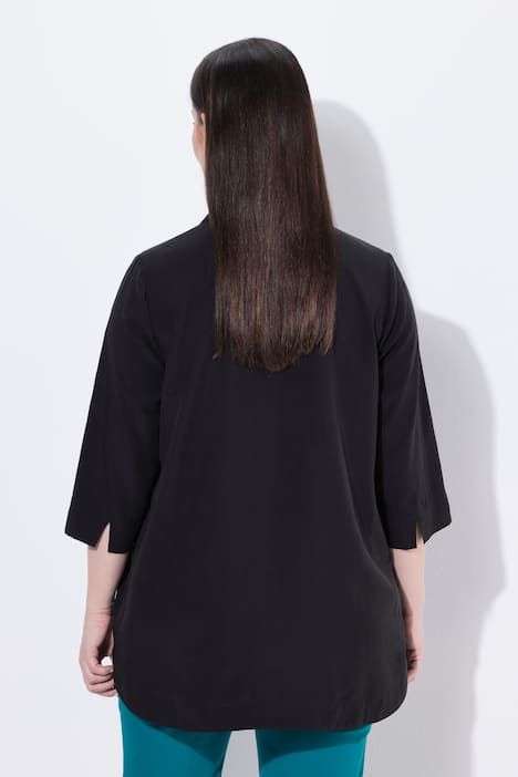 Tunique longue en lyocell, col chemise et manches 3/4, coupe évasée