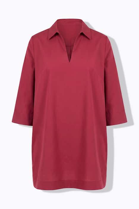 Tunique longue en lyocell, col chemise et manches 3/4, coupe évasée