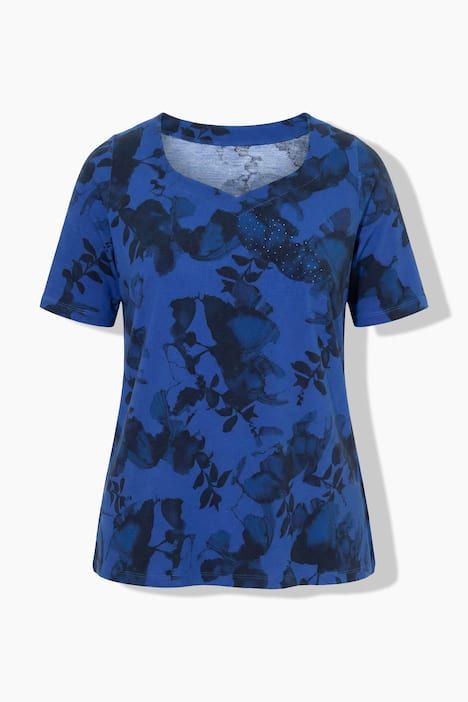 T-shirt en coton Pima, décolleté féminin en forme de cœur, manches courtes et coupe évasée