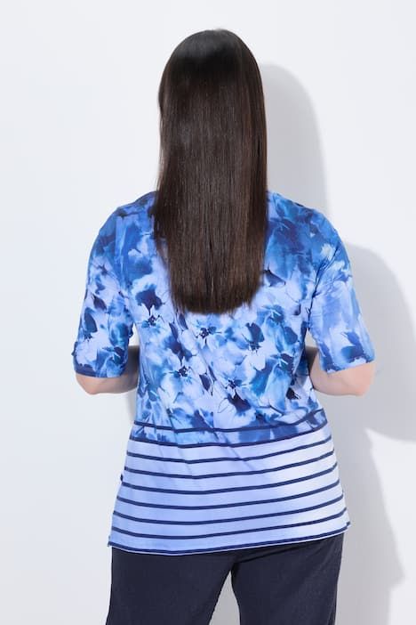 T-shirt en coton Pima, décolleté rond et manches courtes, coupe évasée