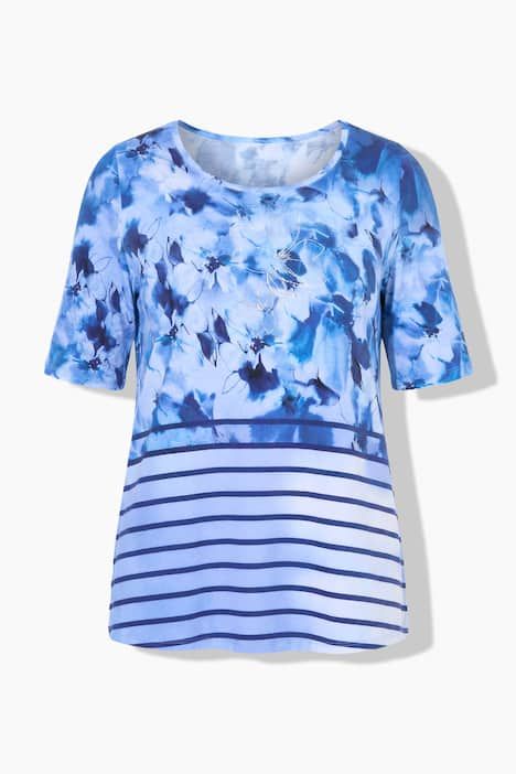 T-shirt en coton Pima, décolleté rond et manches courtes, coupe évasée