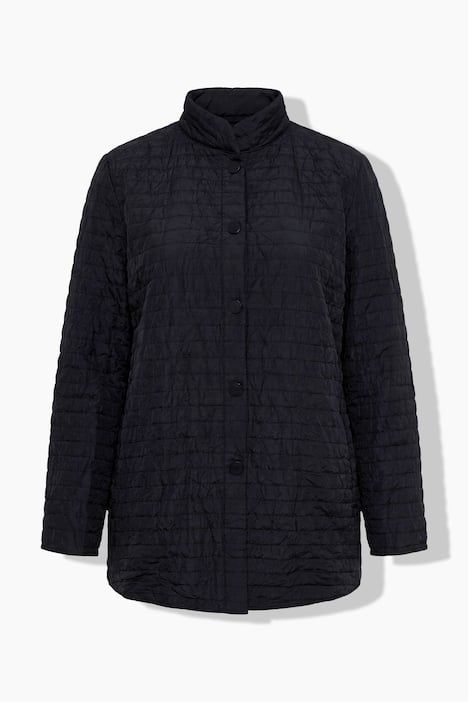 Veste effet froissé, col montant et manches longues, coupe évasée