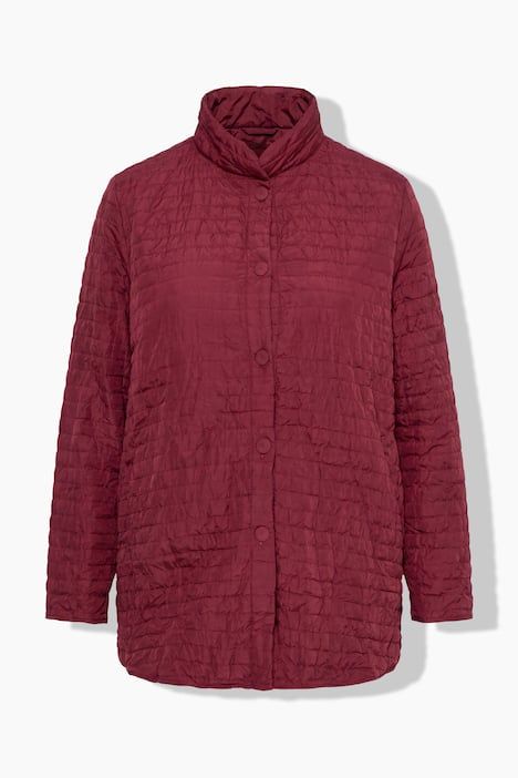 Veste effet froissé, col montant et manches longues, coupe évasée