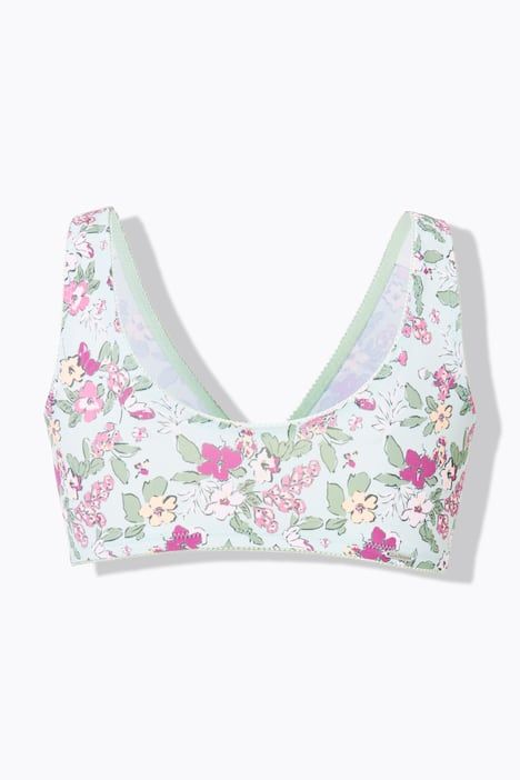 Lot de 2 brassières, fleurs/uni, fermeture sur le devant