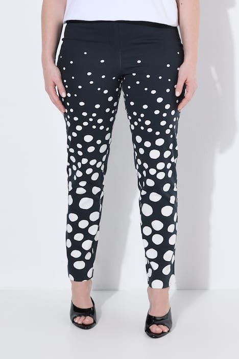 Pantalon à pois, jambe étroite avec pli marqué et taille élastique
