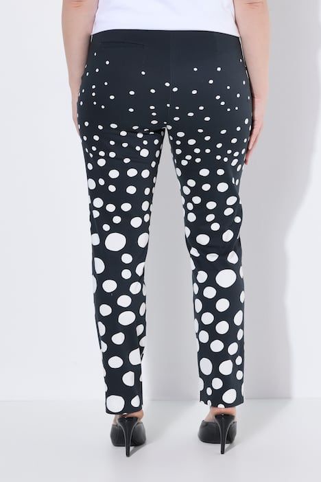 Pantalon à pois, jambe étroite avec pli marqué et taille élastique