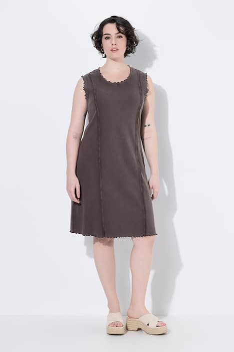 Robe en jersey côtélé, modèle sans manches, décolleté rond