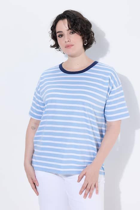 T-shirt rayé oversize, décolleté rond et manches courtes