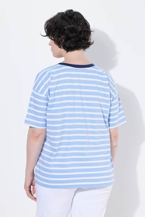 T-shirt rayé oversize, décolleté rond et manches courtes