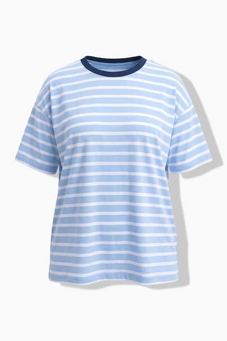 T-shirt rayé oversize, décolleté rond et manches courtes