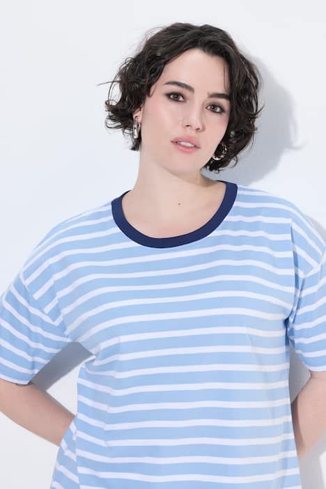 T-shirt rayé oversize, décolleté rond et manches courtes