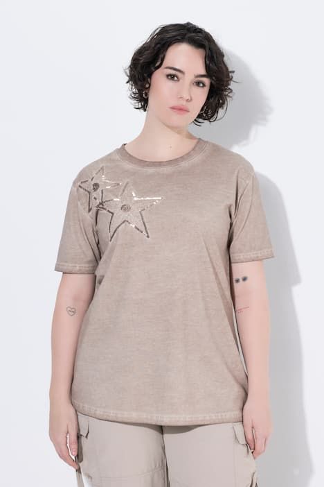 T-shirt oversize avec étoiles de mer, décolleté rond et manches courtes