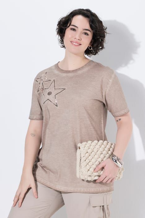 T-shirt oversize avec étoiles de mer, décolleté rond et manches courtes