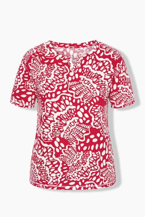T-shirt oversize avec motif coquillages, col tunisien et manches courtes