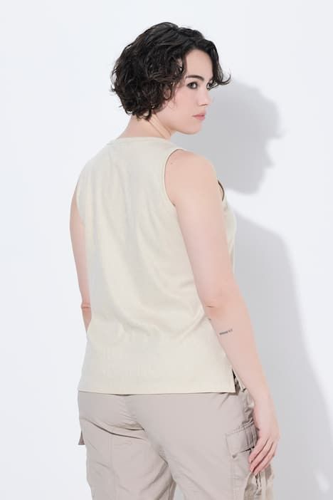 Débardeur en jersey côtelé, motif aux reflets métalliques, décolleté rond et coupe Slim Fit, sans manches