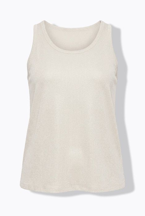 Débardeur en jersey côtelé, motif aux reflets métalliques, décolleté rond et coupe Slim Fit, sans manches