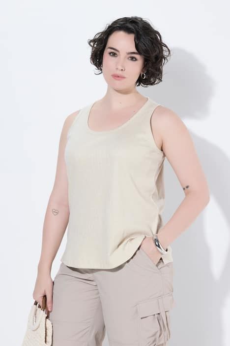 Débardeur en jersey côtelé, motif aux reflets métalliques, décolleté rond et coupe Slim Fit, sans manches