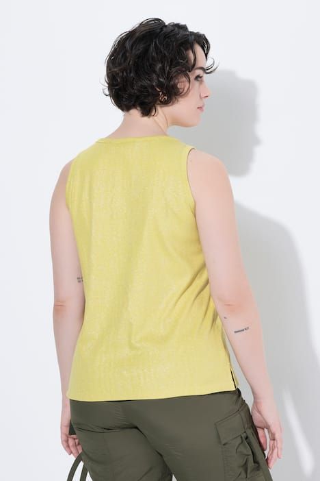 Débardeur en jersey côtelé, motif aux reflets métalliques, décolleté rond et coupe Slim Fit, sans manches