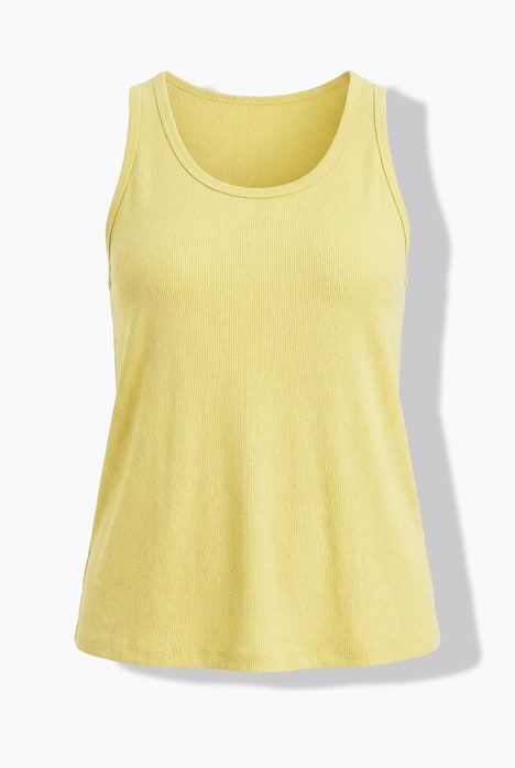 Débardeur en jersey côtelé, motif aux reflets métalliques, décolleté rond et coupe Slim Fit, sans manches