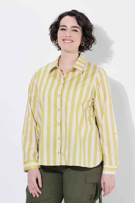 Chemisier rayé, col chemise et manches longues, coupe évasée