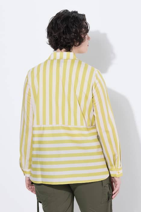 Chemisier rayé, col chemise et manches longues, coupe évasée