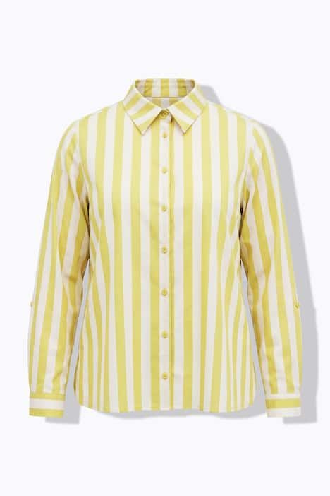 Chemisier rayé, col chemise et manches longues, coupe évasée