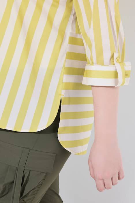 Chemisier rayé, col chemise et manches longues, coupe évasée