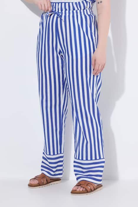 Pantalon Rose à rayures, taille élastique et jambe large