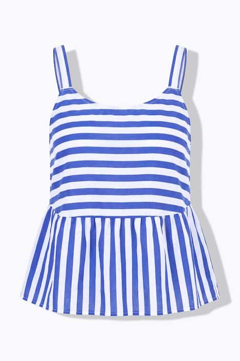 Haut sans manches, coupe évasée, jeu de rayures et bretelles ajustables