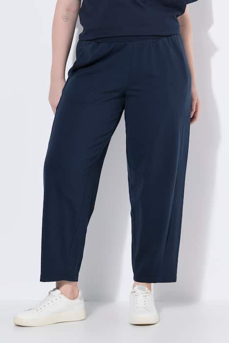 Pantalon en molleton, coupe barrel, coutures fantaisie et taille élastique