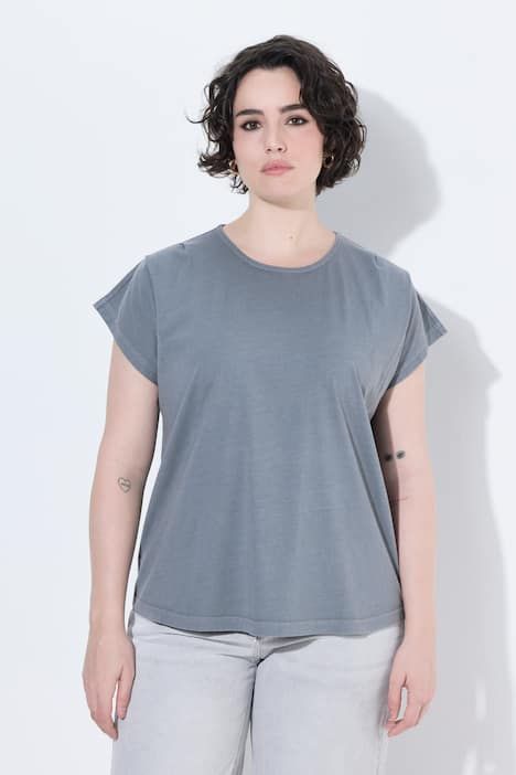 T-shirt oversize avec plis fantaisie, décolleté rond et manches évasées
